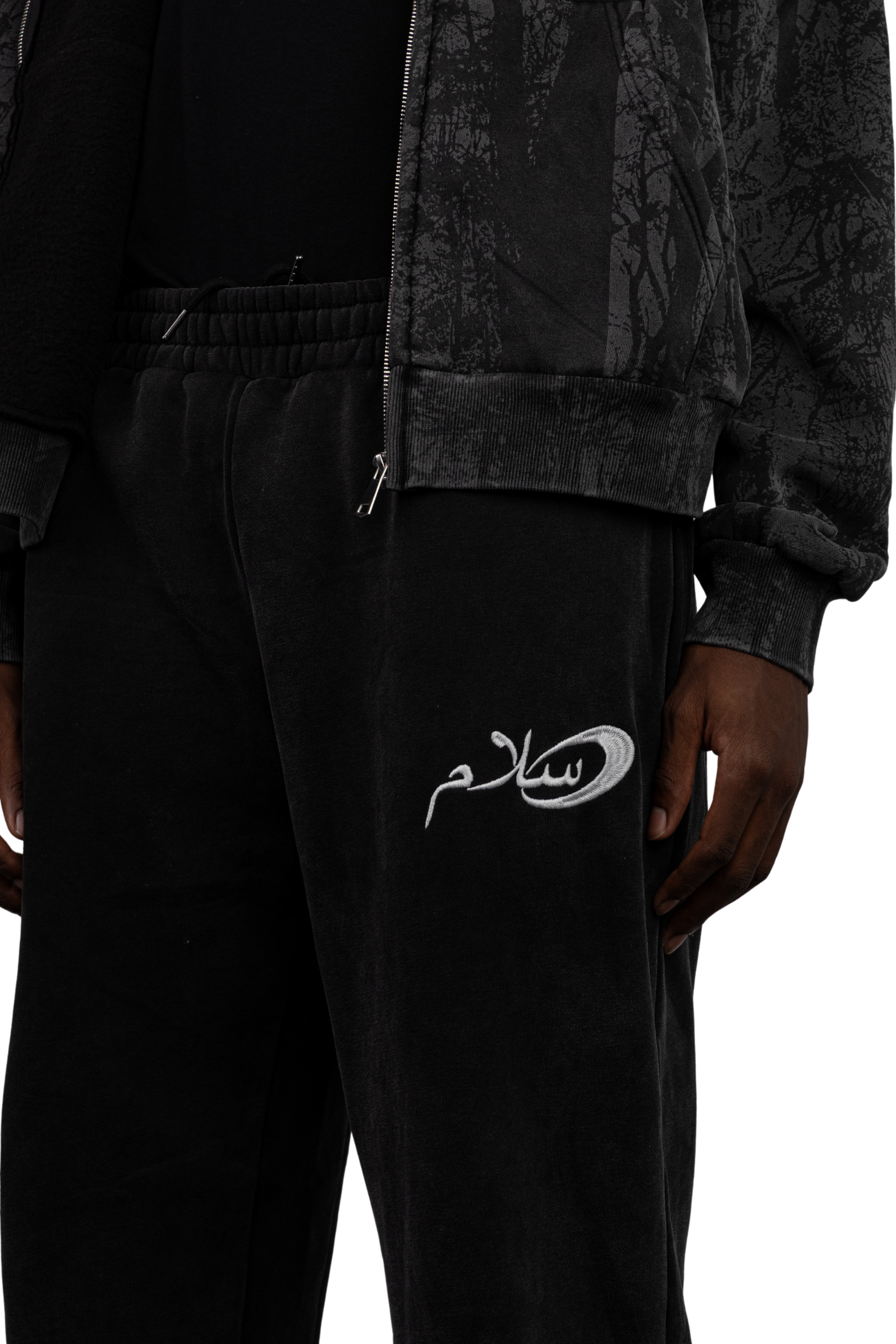 Salaam Open-Hem Black Sweatpants